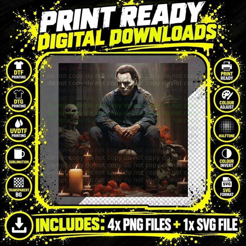 Halloween Theme Michael Myers T-Shirt Png SVG Digital Bundle