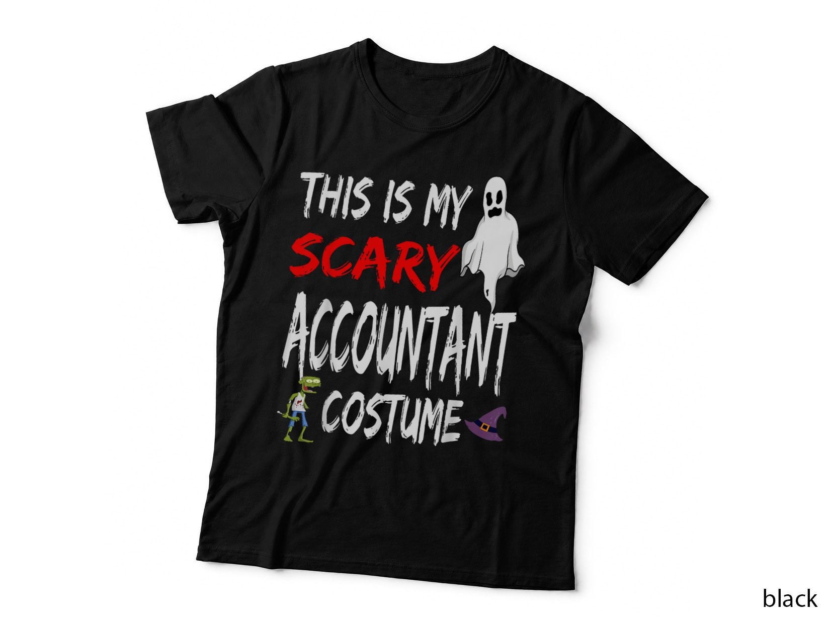 Halloween This Is My Scary Accountant Costume Witch Ghost T-Shirt