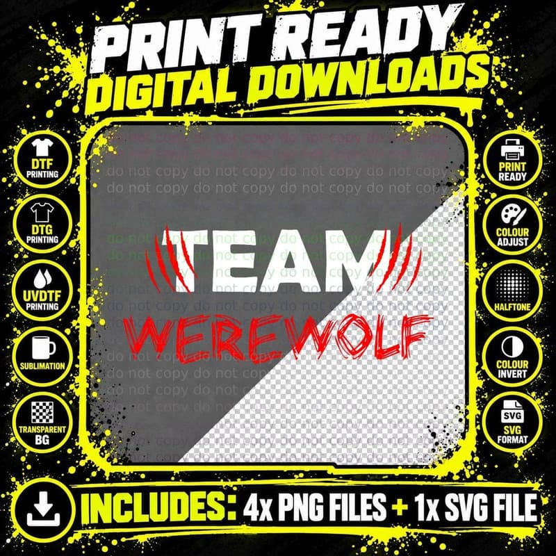 Halloween Trick Treat Team Werewolf T-Shirt Png SVG Digital Bundle