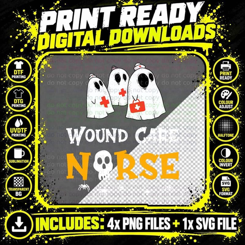 Halloween Wound Care Nurse Costume Funny RN Nursing Png SVG Digital Bundle