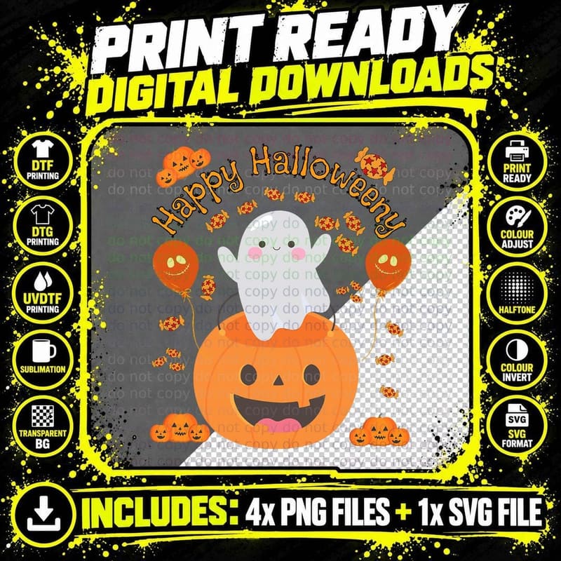 Happy Halloween -Y Cute Boys and Girls Costume as a Png SVG Digital Bundle