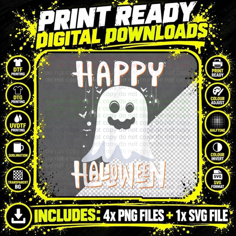 Happy Halloween Funny Ghost Halloween Costume for Kids Png SVG Digital Bundle