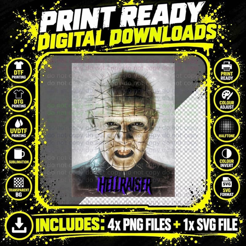Hellraiser Pinhead Horror T-Shirt Png SVG Digital Bundle