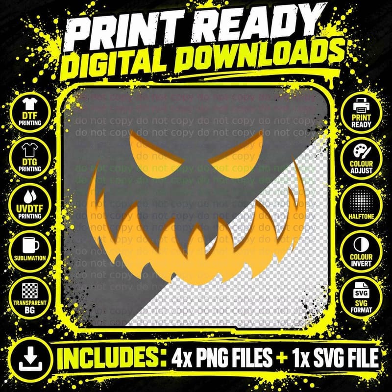 Horror Pumpkin Scary Disguise, Evil Laugh Png SVG Digital Bundle