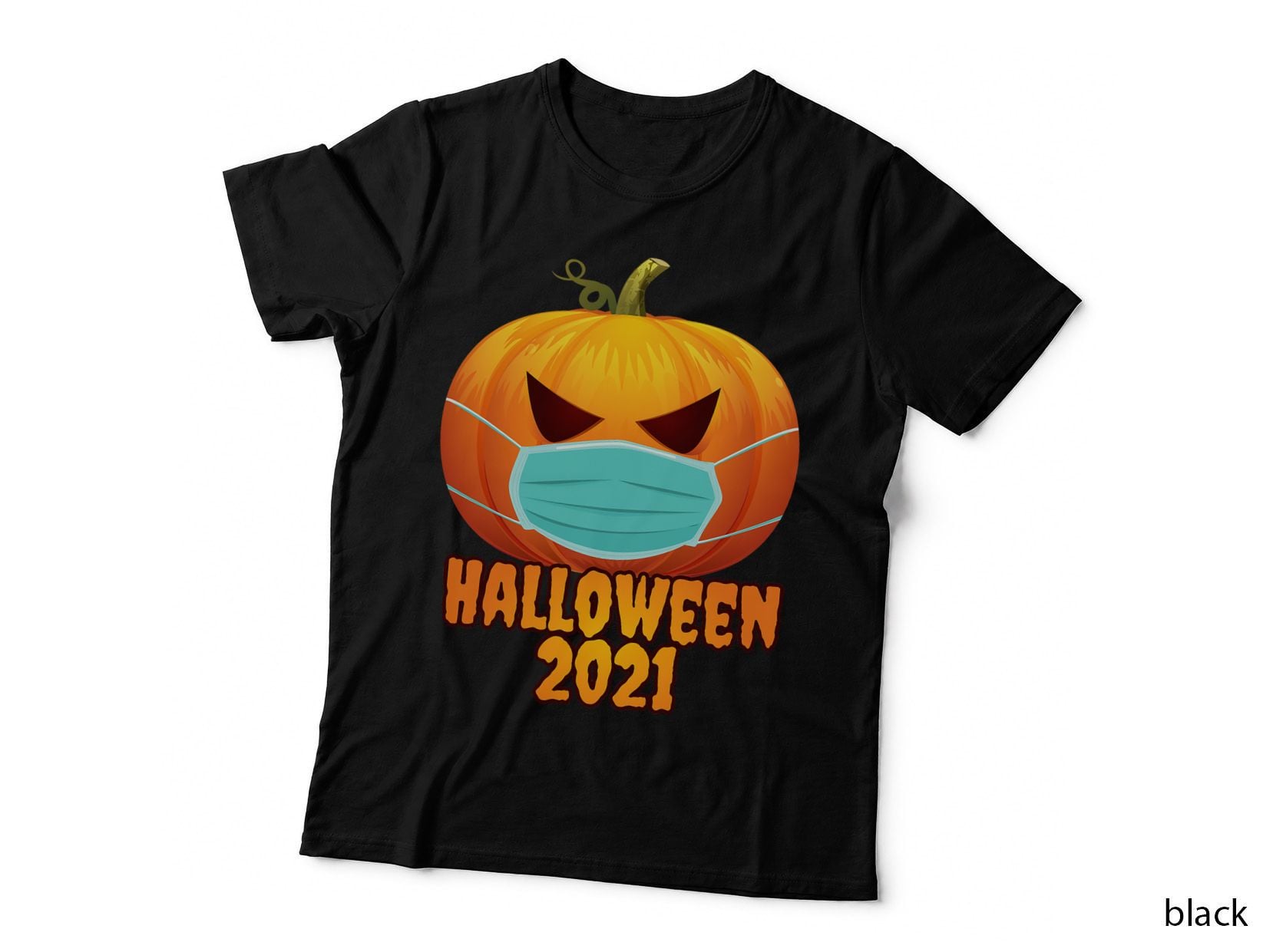 Horror Pumpkin with Face Mask Scary Costume Halloween 2021 T-Shirt