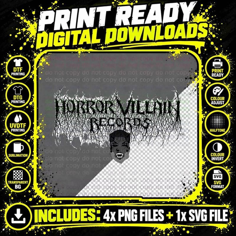 Horror Villain Records - Horror Villain Records Logo Png SVG Digital Bundle