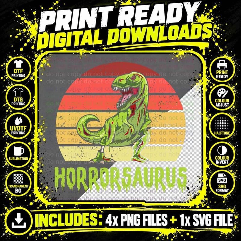 Horrorsaurus Quote for a Horror Fan T-Shirt Png SVG Digital Bundle