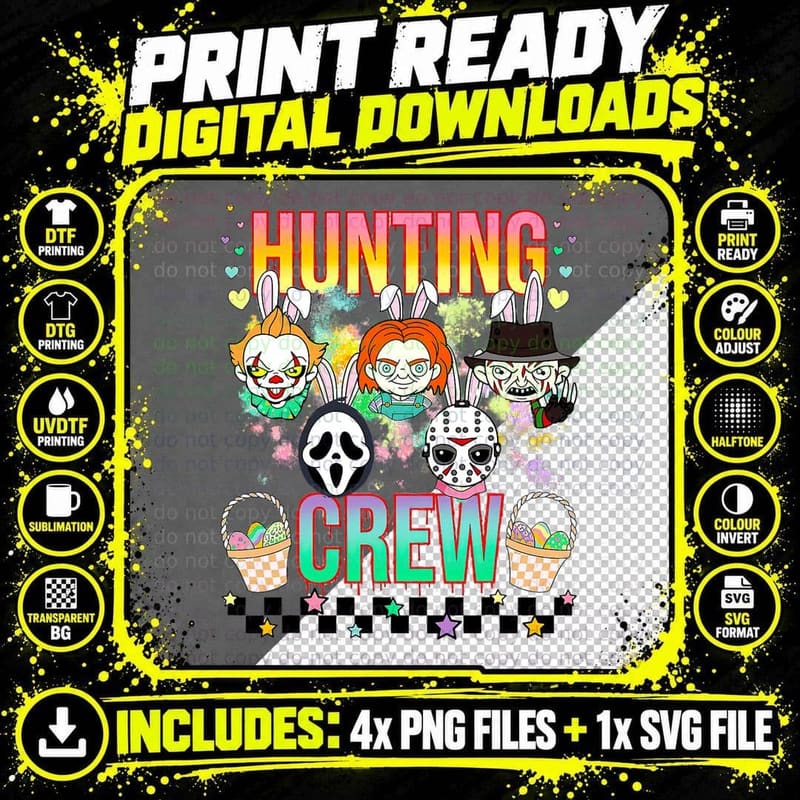 Hunting Crew Prepare to Dye, Retro Easter Png SVG Digital Bundle