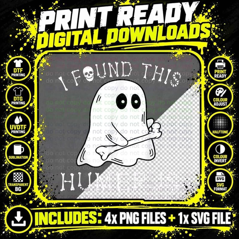 I Found This Humerus Boo Ghost Funny Halloween for Kids Png SVG Digital Bundle