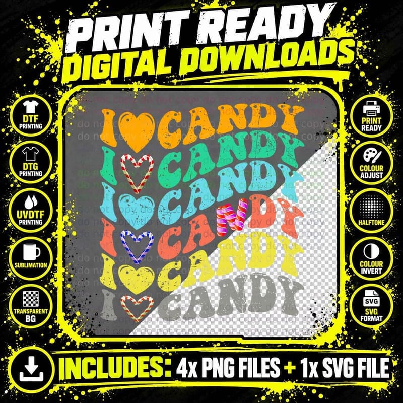 I Love Candy Halloween Party Cute Trick or Treat Png SVG Digital Bundle