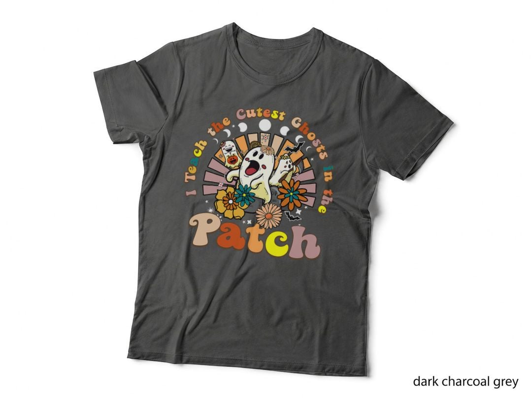 I Teach the Cutest Ghosts the Patch Retro Teacher Halloween T-Shirt
