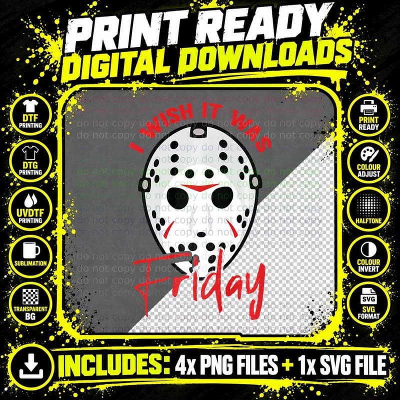 I Wish It Was Friday Lazy DIY Halloween Costume Horror Png SVG Digital Bundle