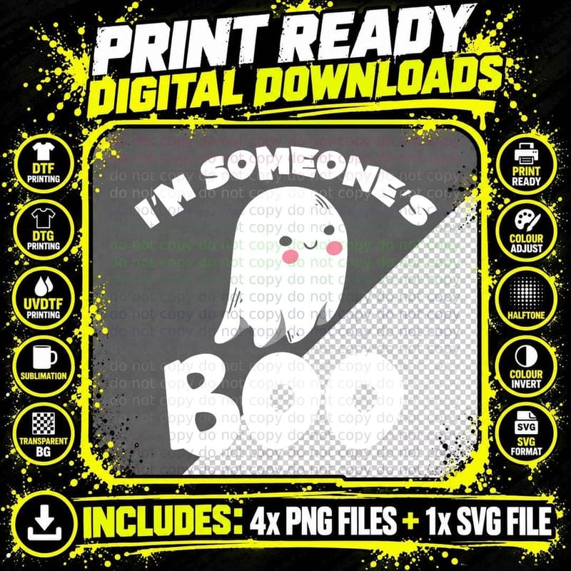 I'm Someone's Boo Halloween Ghost Couples Cute T-Shirt Png SVG Digital Bundle