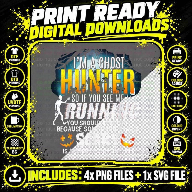 I'm a Ghost Hunter Scary Pumpkin Halloween EVP T-Shirt Png SVG Digital Bundle