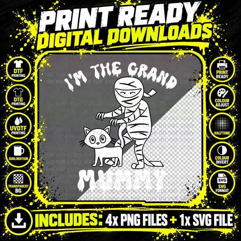 I'm the Grand Mummy Funny Grandma Halloween Costume Png SVG Digital Bundle