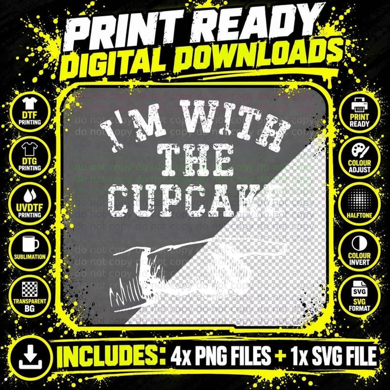 I'm with the Cupcake Funny Matching Vintage Halloween Png SVG Digital Bundle