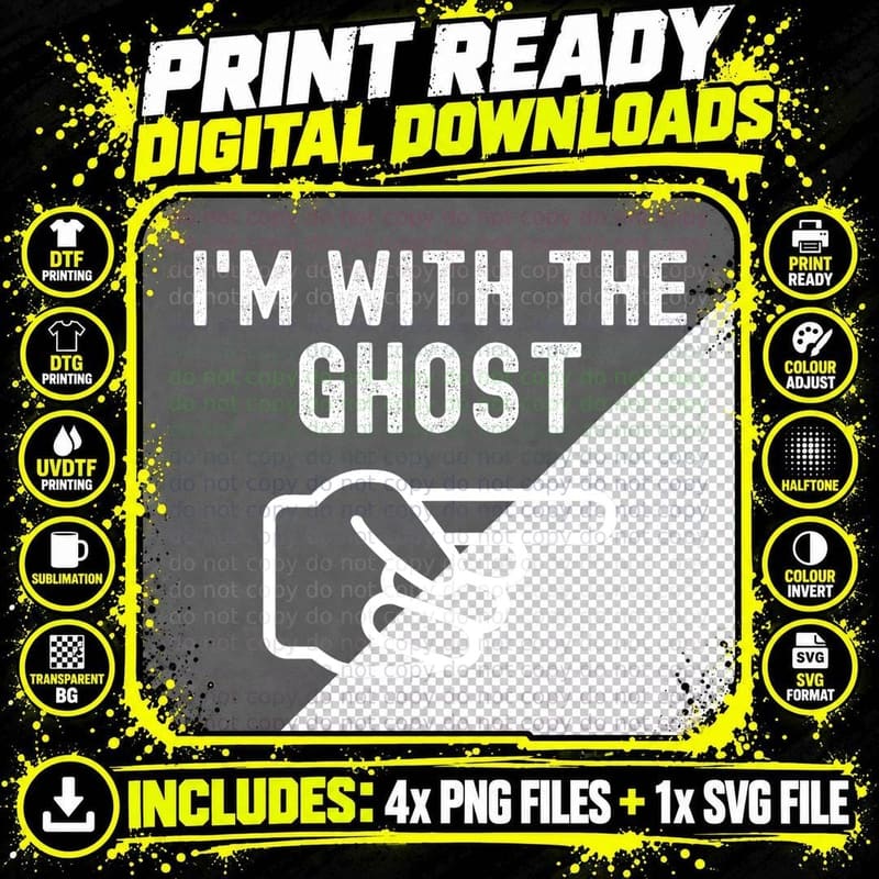 I'm with the Ghost Funny Lazy Matching Halloween Costume Png SVG Digital Bundle