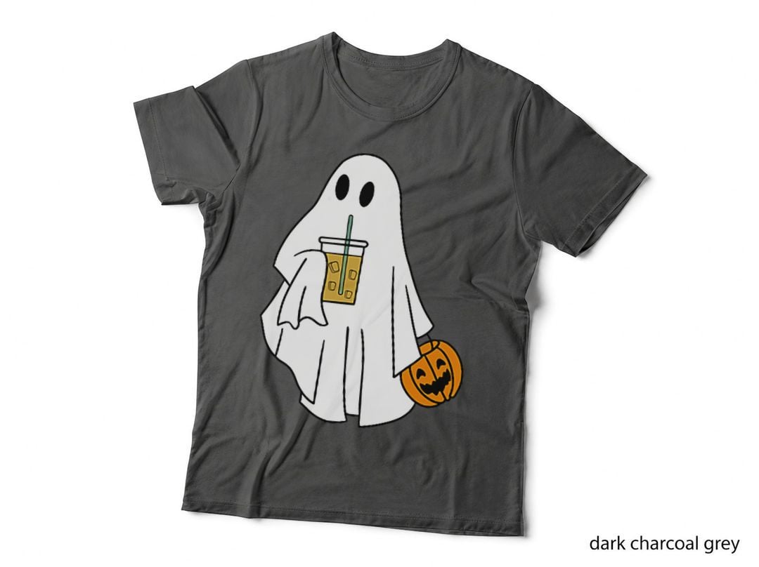 Iced Coffee Halloween Cute Little Ghost Pumpkin Costume T-Shirt