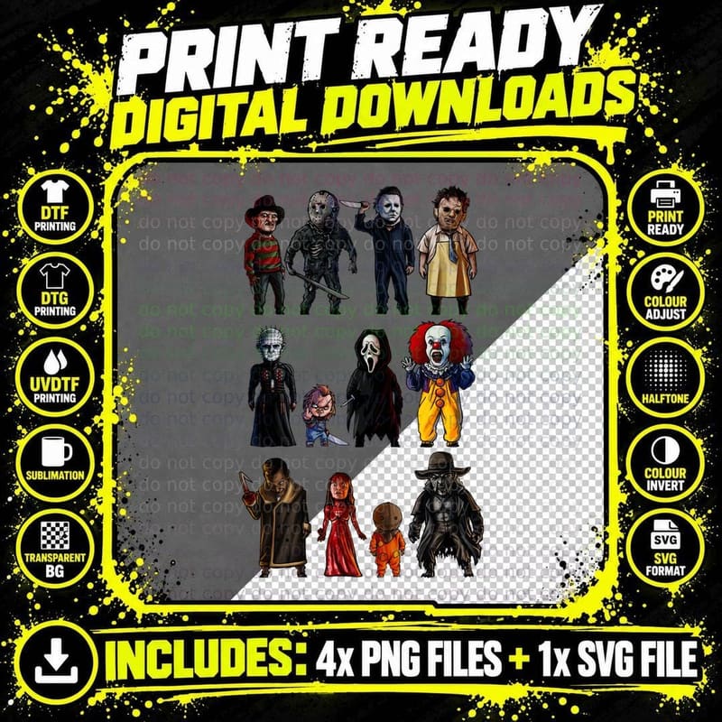 Icons of Horror T-Shirt Png SVG Digital Bundle