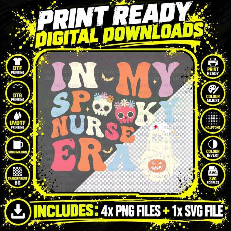 In My Spooky Nurse Era Spooky Nurse Halloween Ghost Png SVG Digital Bundle