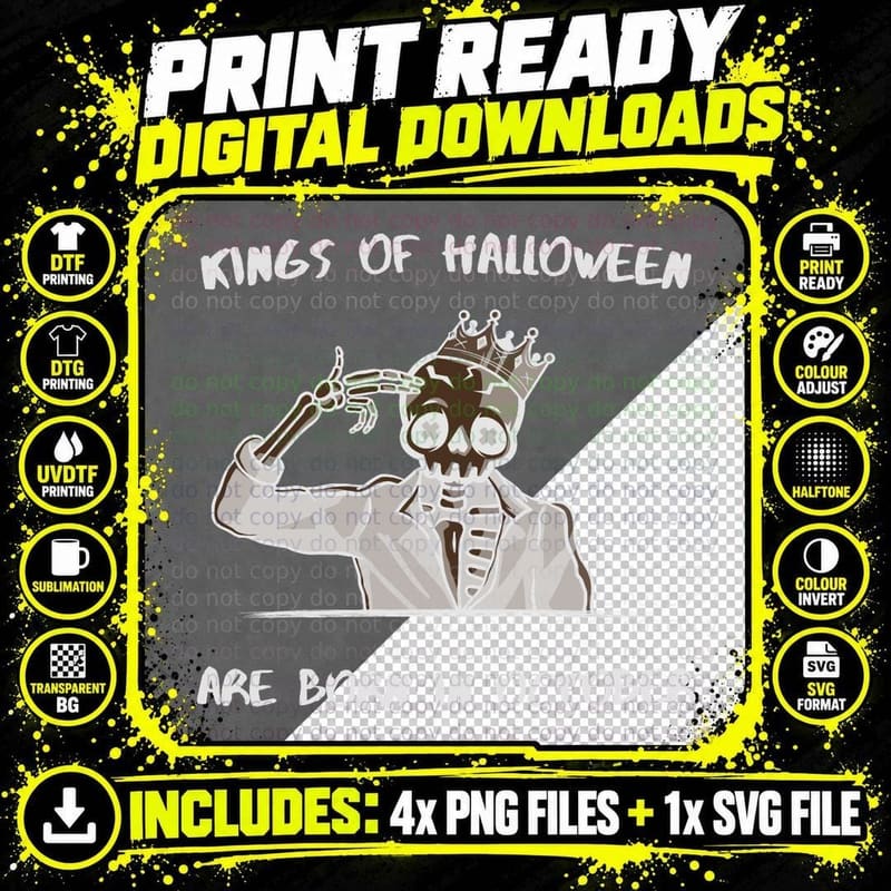 Kings of Halloween Are Born in October T-Shirt Png SVG Digital Bundle