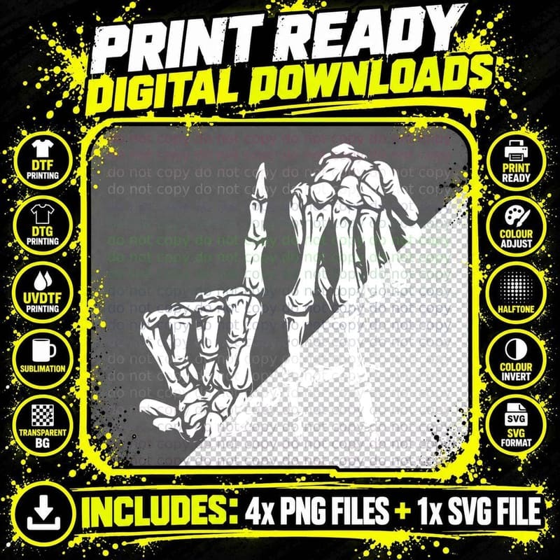 La Hand Sign Lazy DIY Halloween Costume Skeleton Los Png SVG Digital Bundle