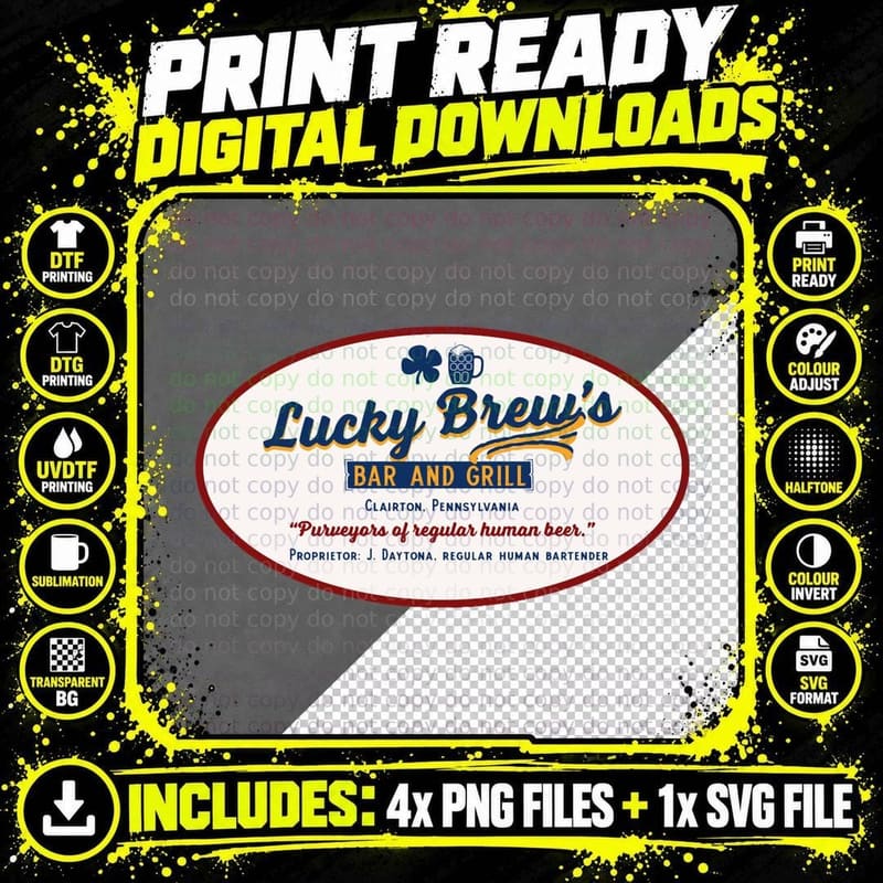 Lucky Brew's Bar and Grill. Jackie Daytona's Bar from Png SVG Digital Bundle
