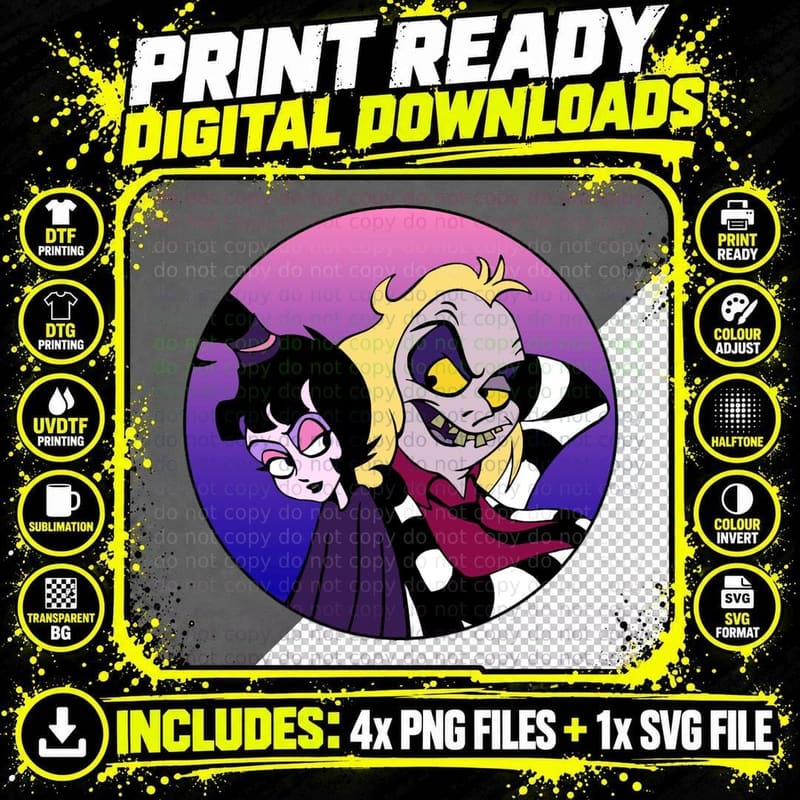 Lydia & Beetlejuice T-Shirt Png SVG Digital Bundle