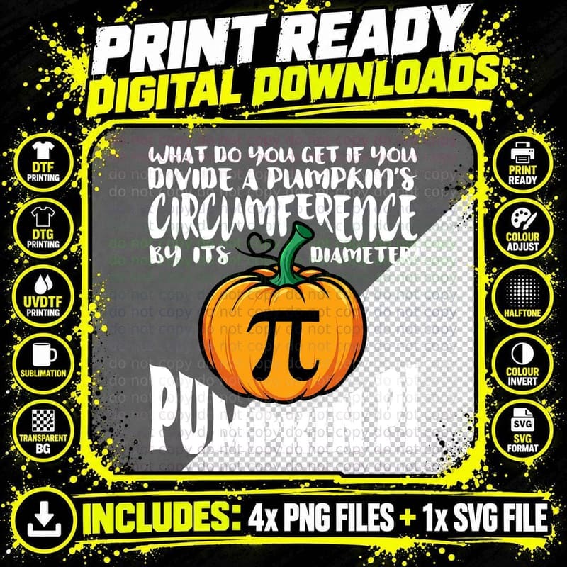 Math Pun Pumpkin Pi Horror Happy Halloween Shirts for Png SVG Digital Bundle