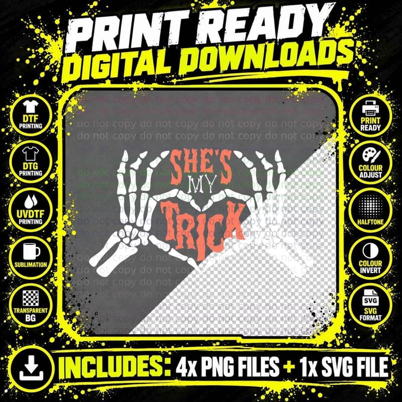 Mens She Is My Trick Matching Couple Halloween Costume Png SVG Digital Bundle