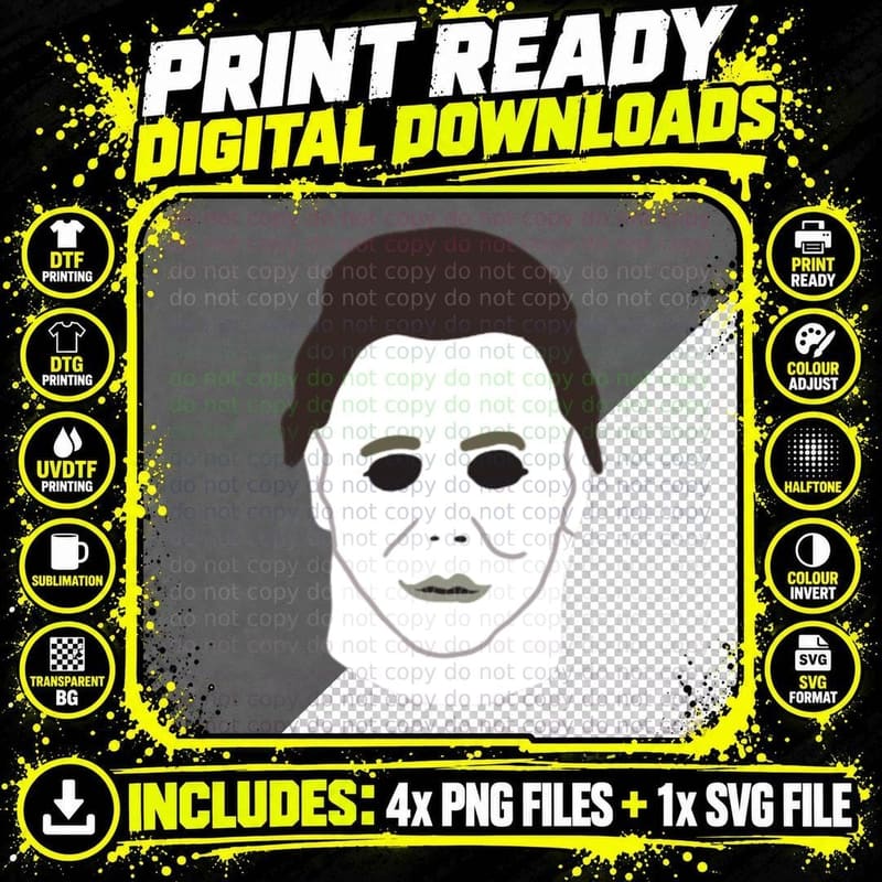Michael Myers (the Shape) Halloween Portrait T-Shirt Png SVG Digital Bundle