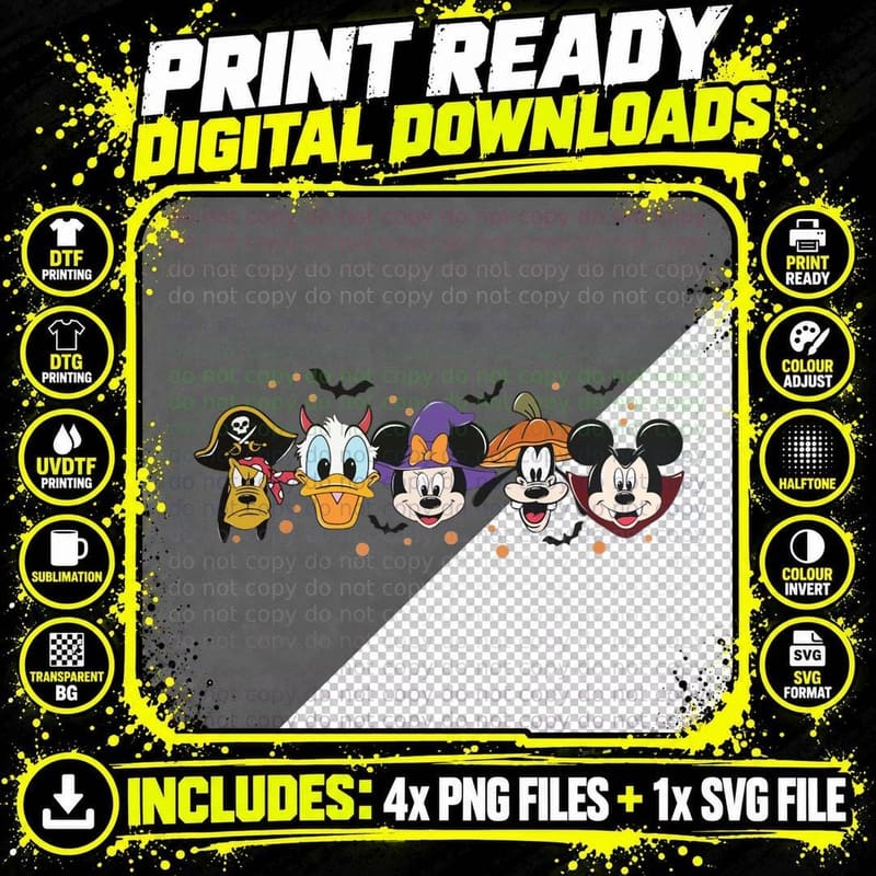 Mickey 12 Halloween Matchings, Halloween T-Shirt Png SVG Digital Bundle