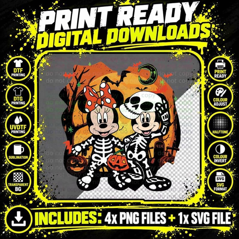 Mickey 6 Halloween Matchings, Halloween T-Shirt Png SVG Digital Bundle
