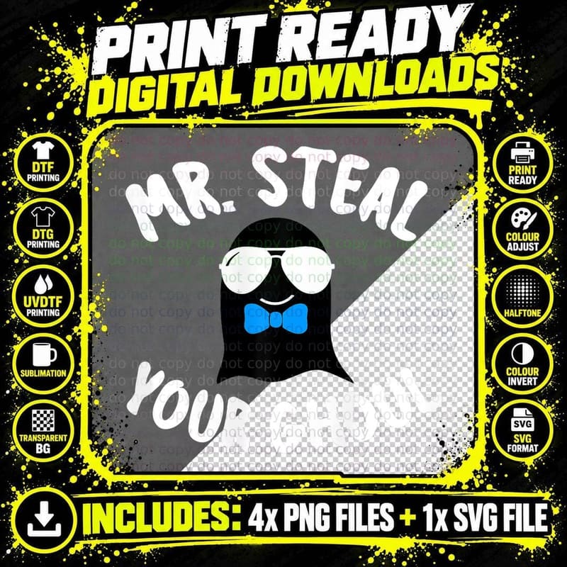 Mr. Steal Your Ghoul Ghost Costume Boys Halloween T-Shirt Png SVG Digital Bundle
