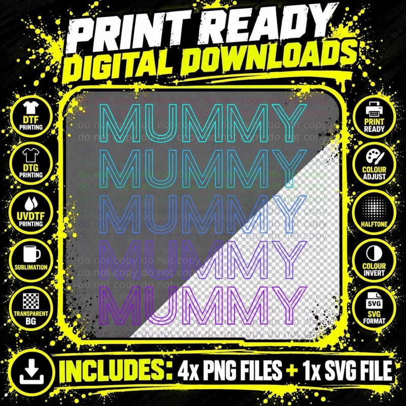 Mummy Halloween Retro T-Shirt Png SVG Digital Bundle