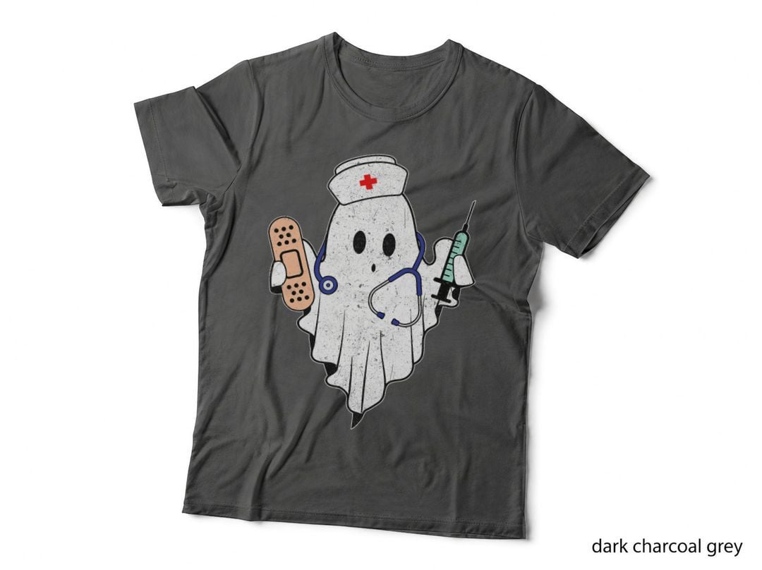 Nurse Ghost Scrub Top Halloween Costume for Nurses Women RN T-Shirt
