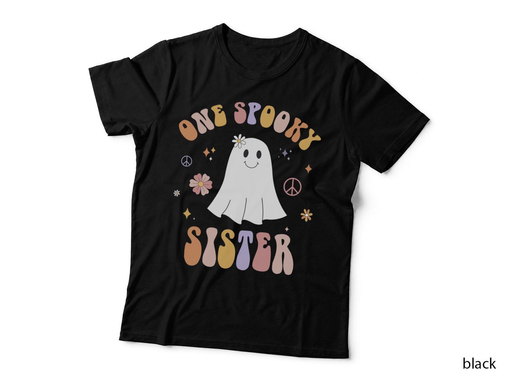 One Spooky Sister First Birthday Retro Halloween Ghost Boo T-Shirt