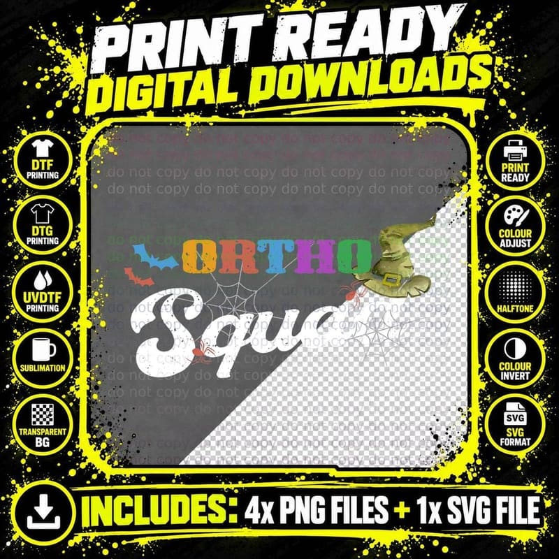 Ortho Squad Vintage Witch Halloween Orthopaedic Nurse Png SVG Digital Bundle