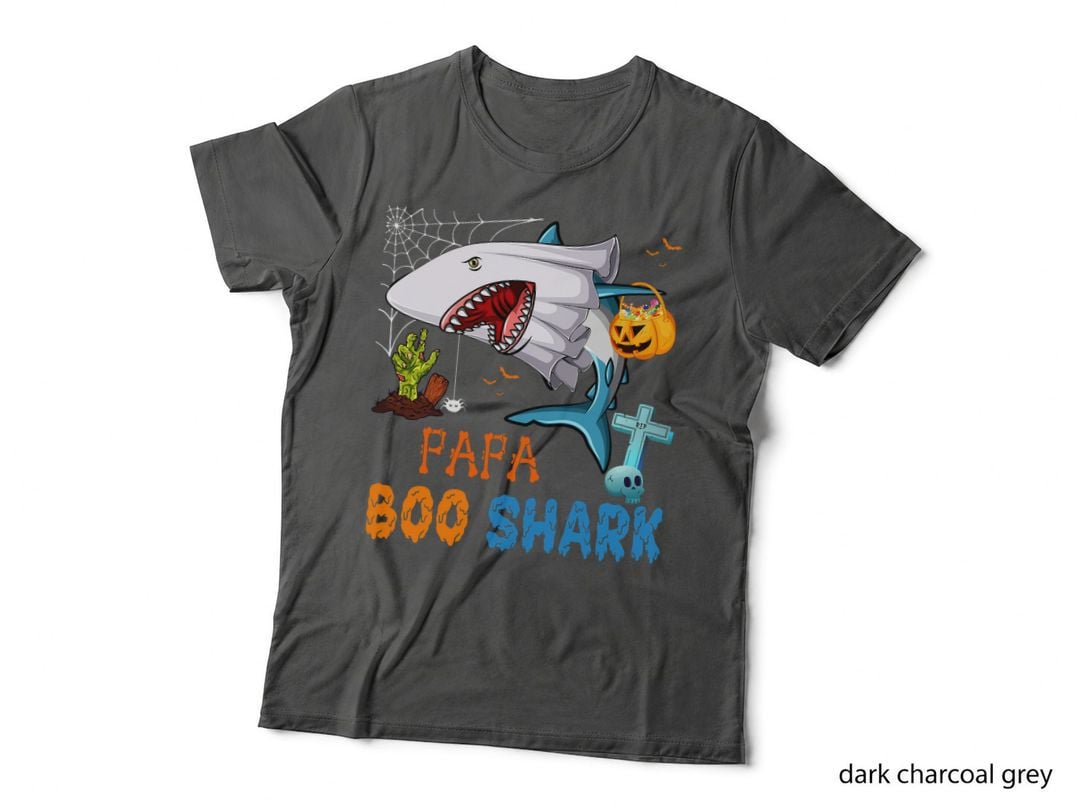 Papa Boo Shark Halloween Shark Costume Ghost with Pumpkin T-Shirt