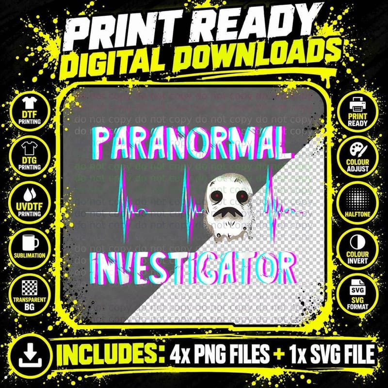 Paranormal Investigator Ghost Hunter Heartbeat EKG Pulse Png SVG Digital Bundle