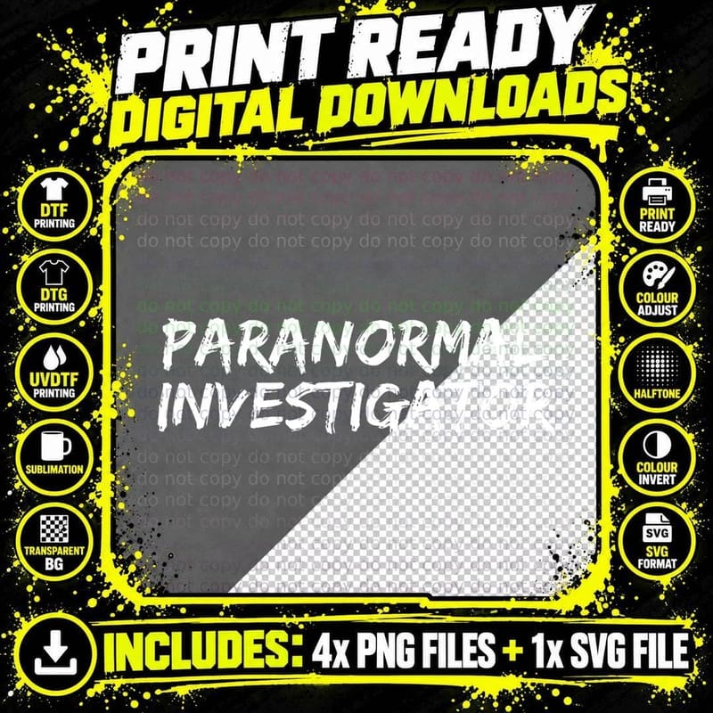 Paranormal Investigator Ghost Hunting EVP Halloween Png SVG Digital Bundle