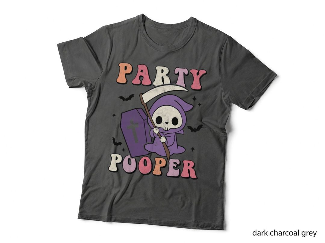 Party Pooper Halloween Groovy Retro Spooky Season Cute Death T-Shirt