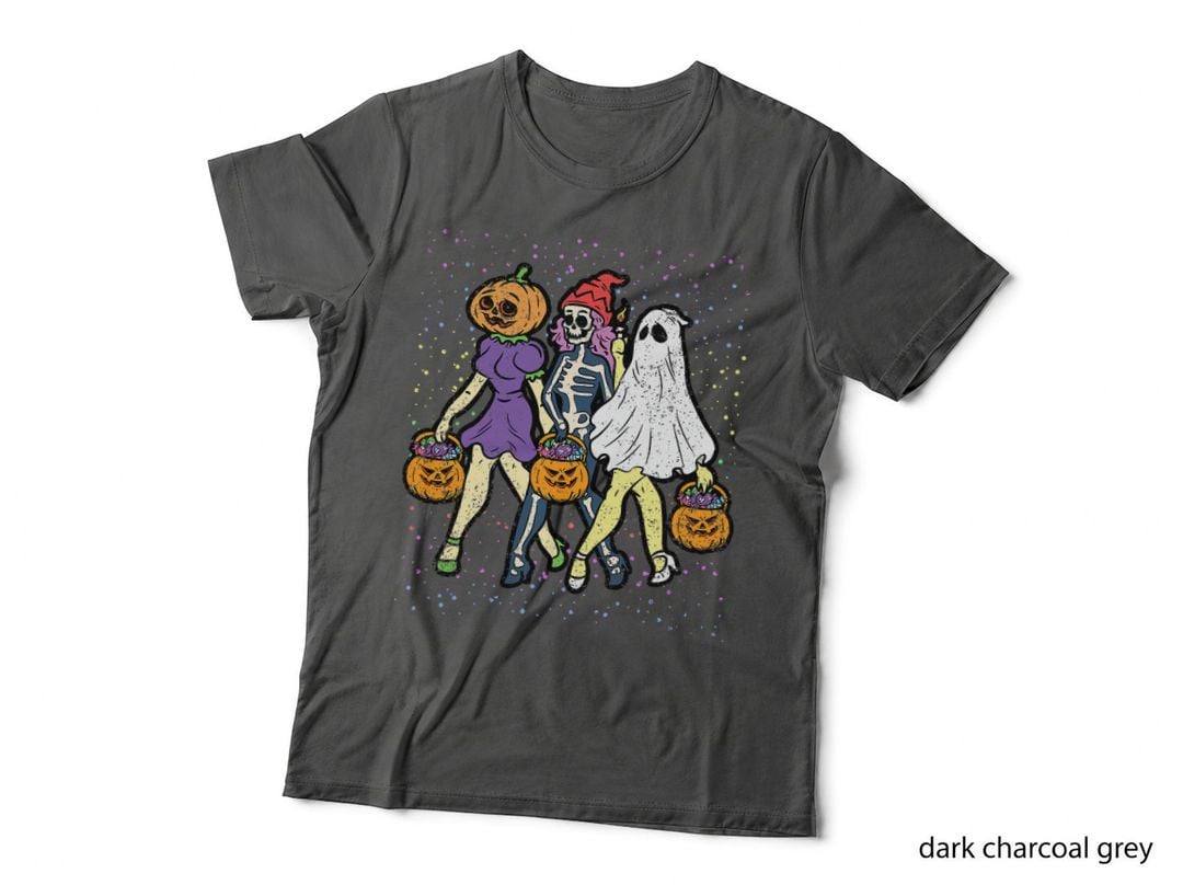 Pin up Girl Halloween Monster Costume Ghost Pumpkin Skeleton T-Shirt