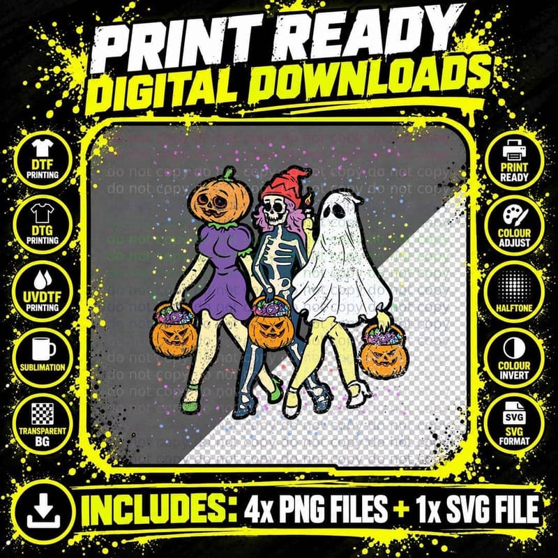 Pin up Girl Halloween Monster Costume Ghost Pumpkin Png SVG Digital Bundle