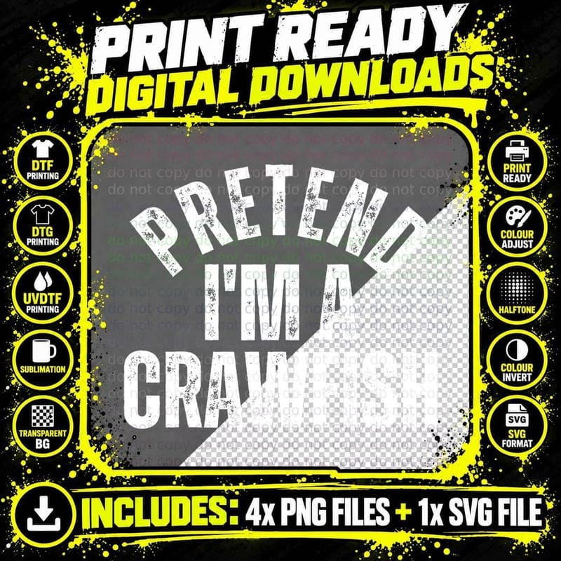 Pretend I'm a Crawfish Funny Vintage Lazy Halloween Png SVG Digital Bundle