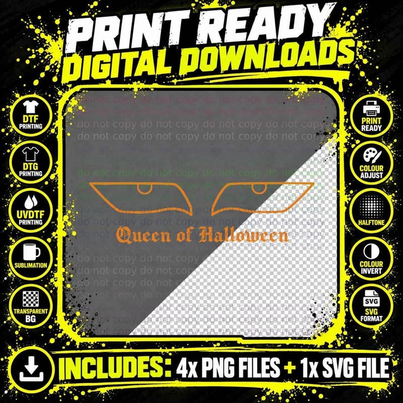 Queen of Halloween & Hoodie & Mask for Girls Png SVG Digital Bundle