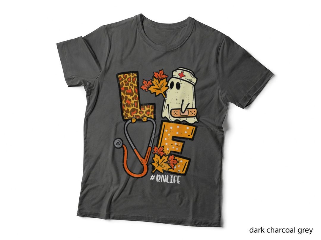 RN Life Trick or Treat Halloween Ghost Spooky Nursing Love T-Shirt