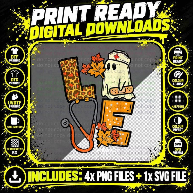 RN Life Trick or Treat Halloween Ghost Spooky Nursing Png SVG Digital Bundle