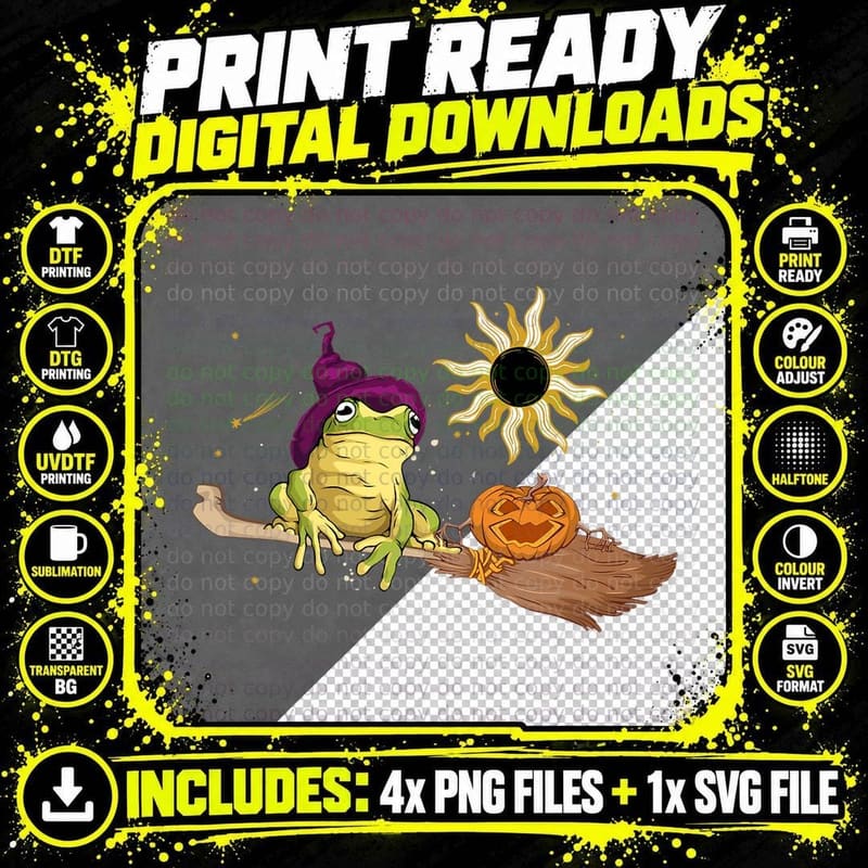 Retro Groovy Halloween Boo Frog Witch Pumpkin Png SVG Digital Bundle