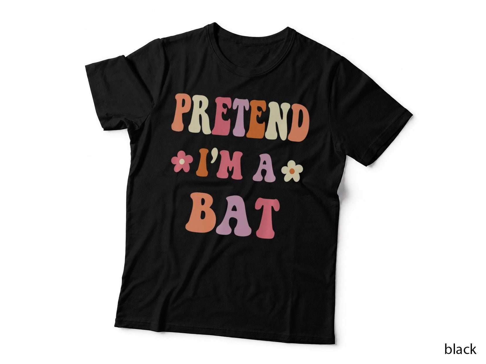 Retro Groovy Halloween Costumes, Pretend I'm a Bat T-Shirt, Spooky Tee
